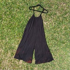 Black Spaghetti Strap Jumpsuit with Tie Dye Ankle— Large
